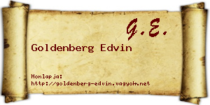Goldenberg Edvin névjegykártya